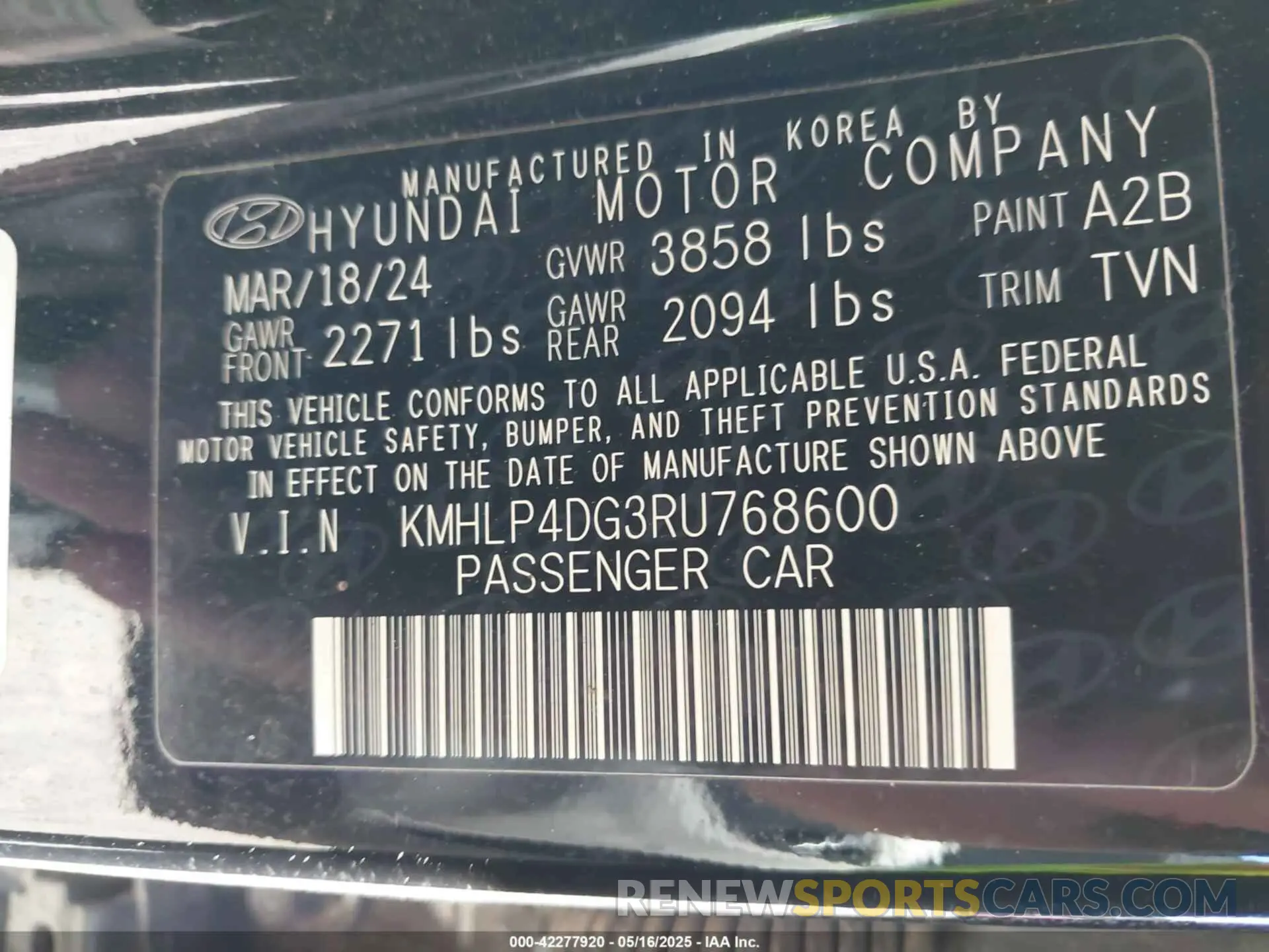 9 Photograph of a damaged car KMHLP4DG3RU768600 HYUNDAI ELANTRA 2024