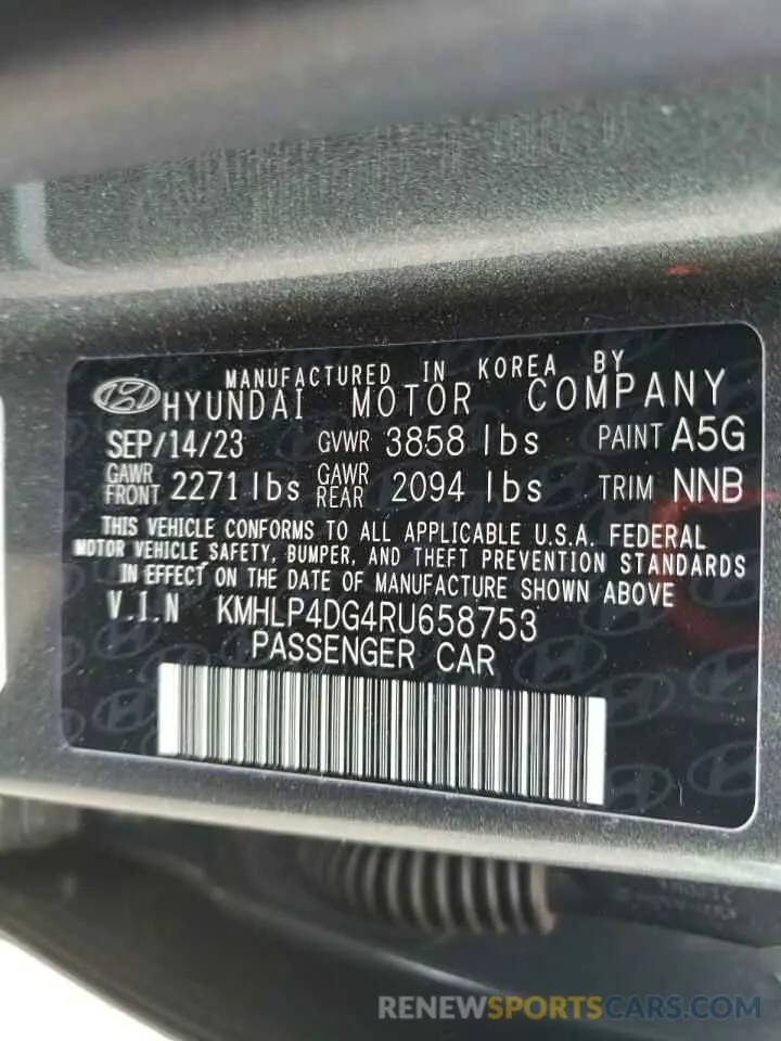 13 Photograph of a damaged car KMHLP4DG4RU658753 HYUNDAI ELANTRA 2024