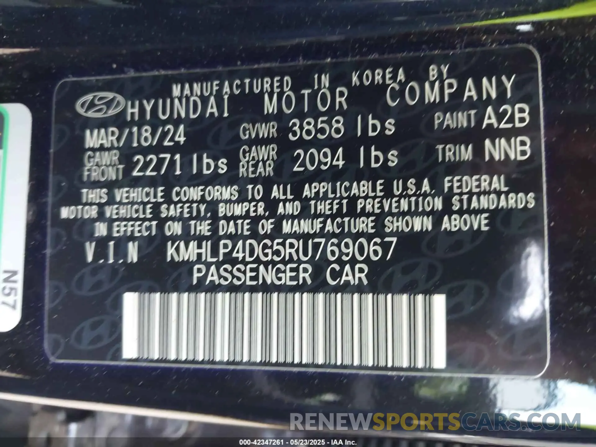 9 Photograph of a damaged car KMHLP4DG5RU769067 HYUNDAI ELANTRA 2024