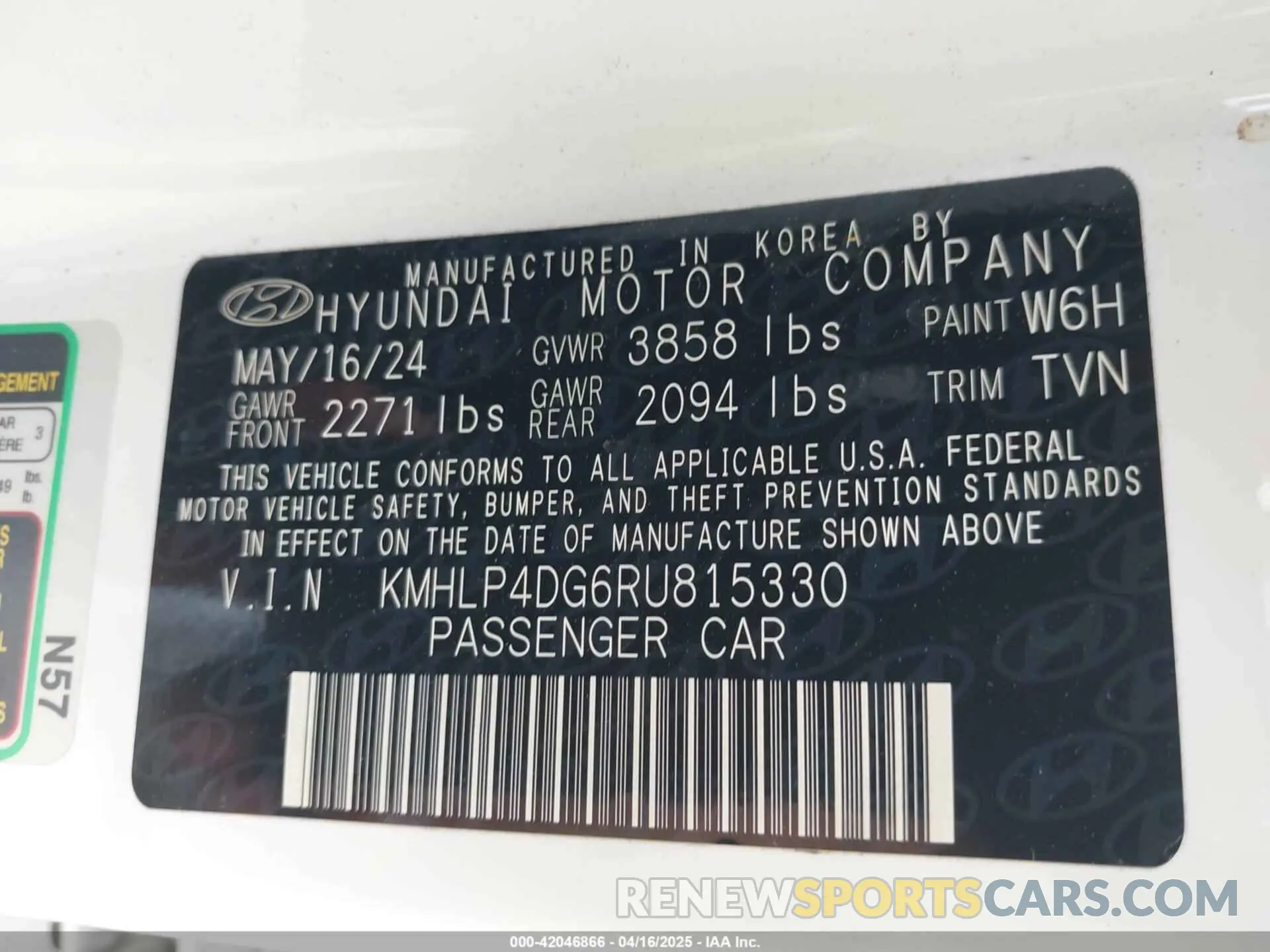 8 Photograph of a damaged car KMHLP4DG6RU815330 HYUNDAI ELANTRA 2024