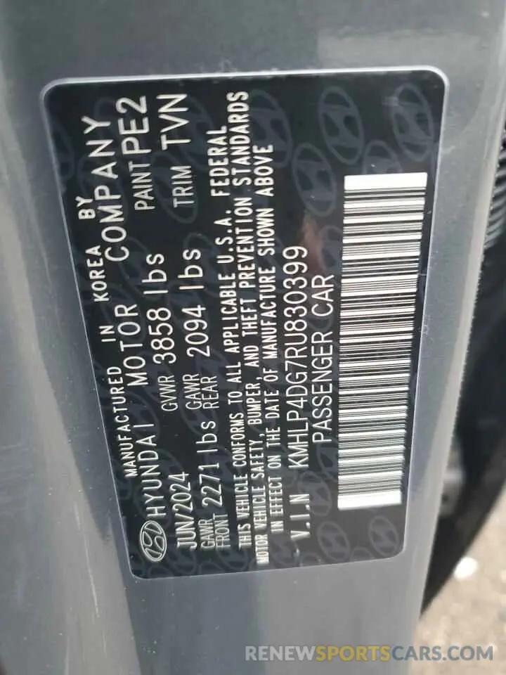 12 Photograph of a damaged car KMHLP4DG7RU830399 HYUNDAI ELANTRA 2024