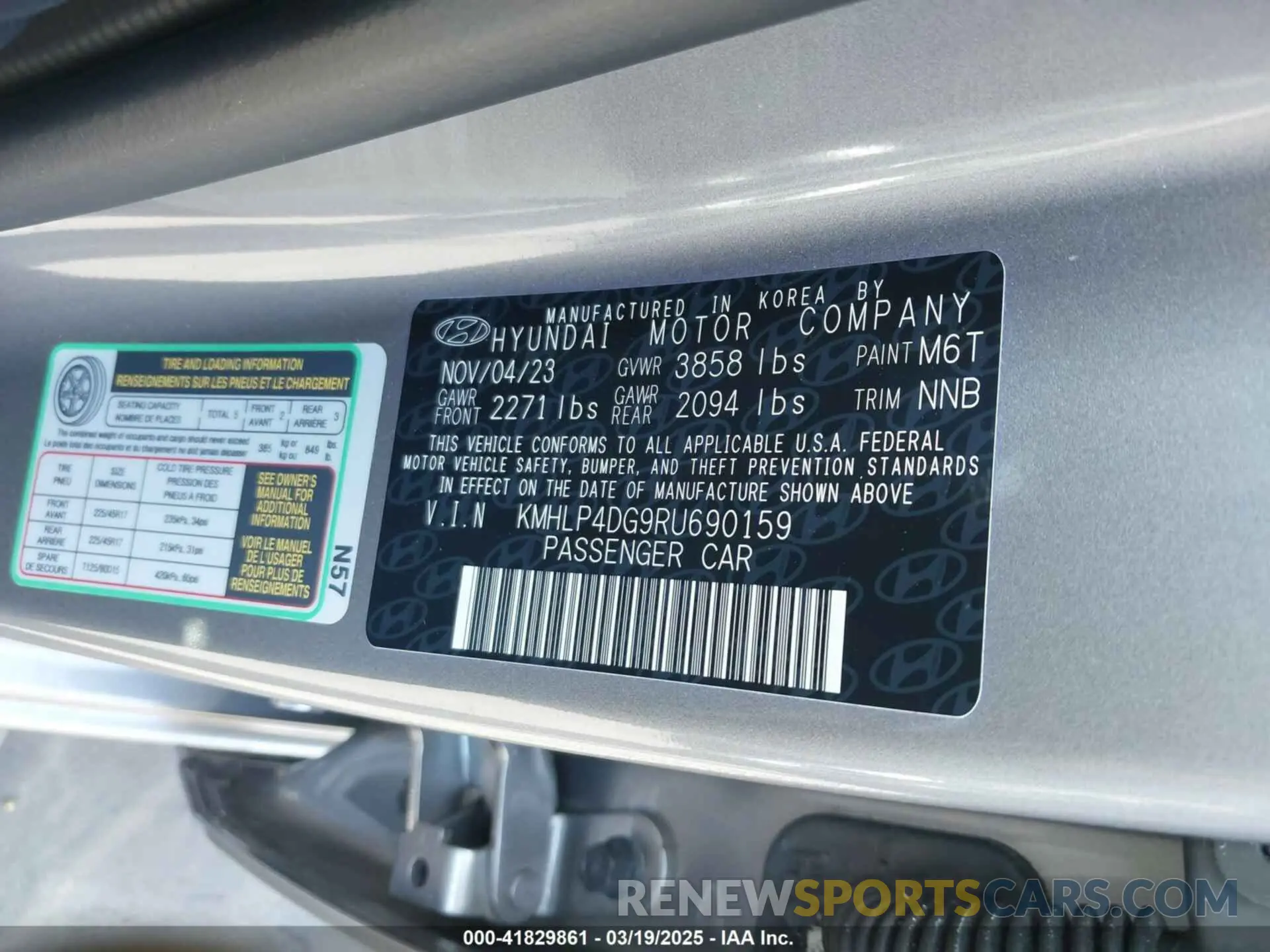 9 Photograph of a damaged car KMHLP4DG9RU690159 HYUNDAI ELANTRA 2024