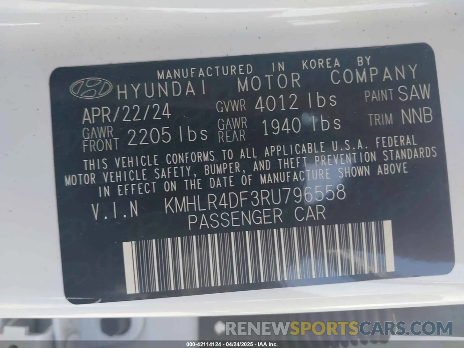 9 Photograph of a damaged car KMHLR4DF3RU796558 HYUNDAI ELANTRA 2024