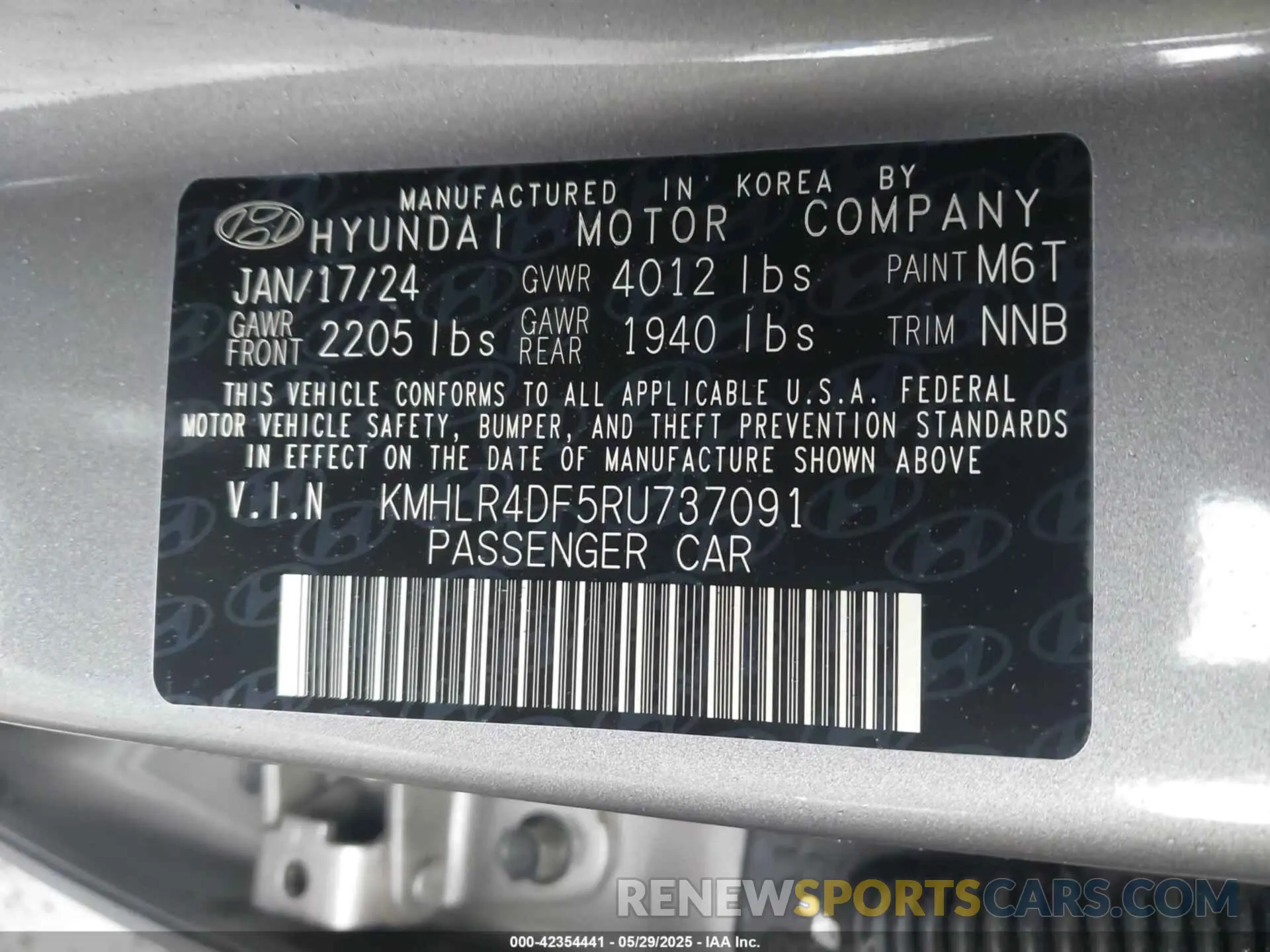 9 Photograph of a damaged car KMHLR4DF5RU737091 HYUNDAI ELANTRA 2024
