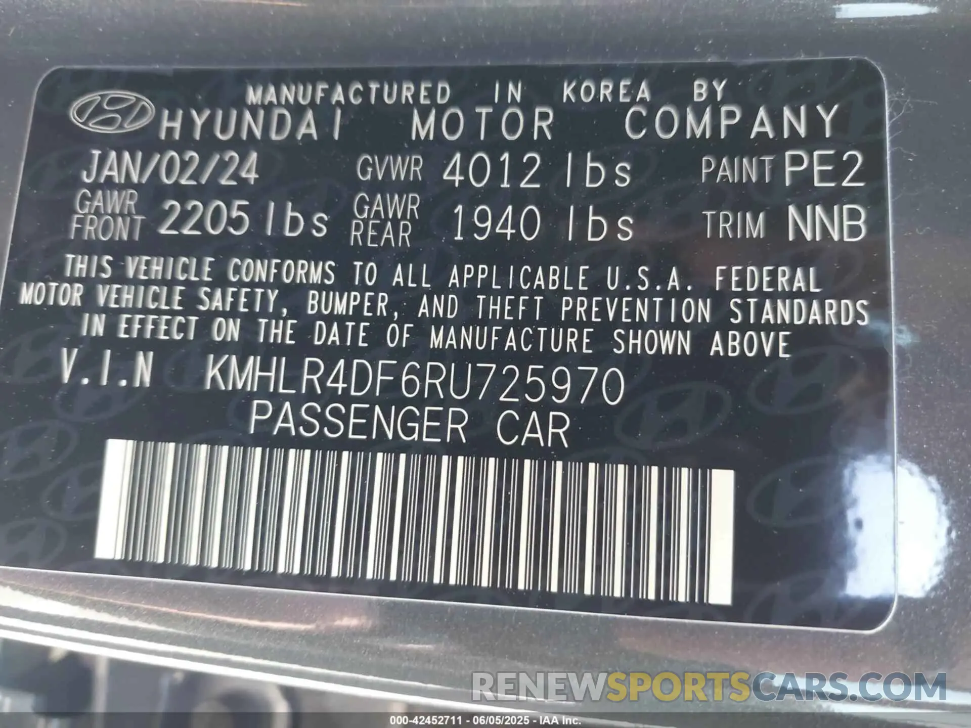9 Photograph of a damaged car KMHLR4DF6RU725970 HYUNDAI ELANTRA 2024