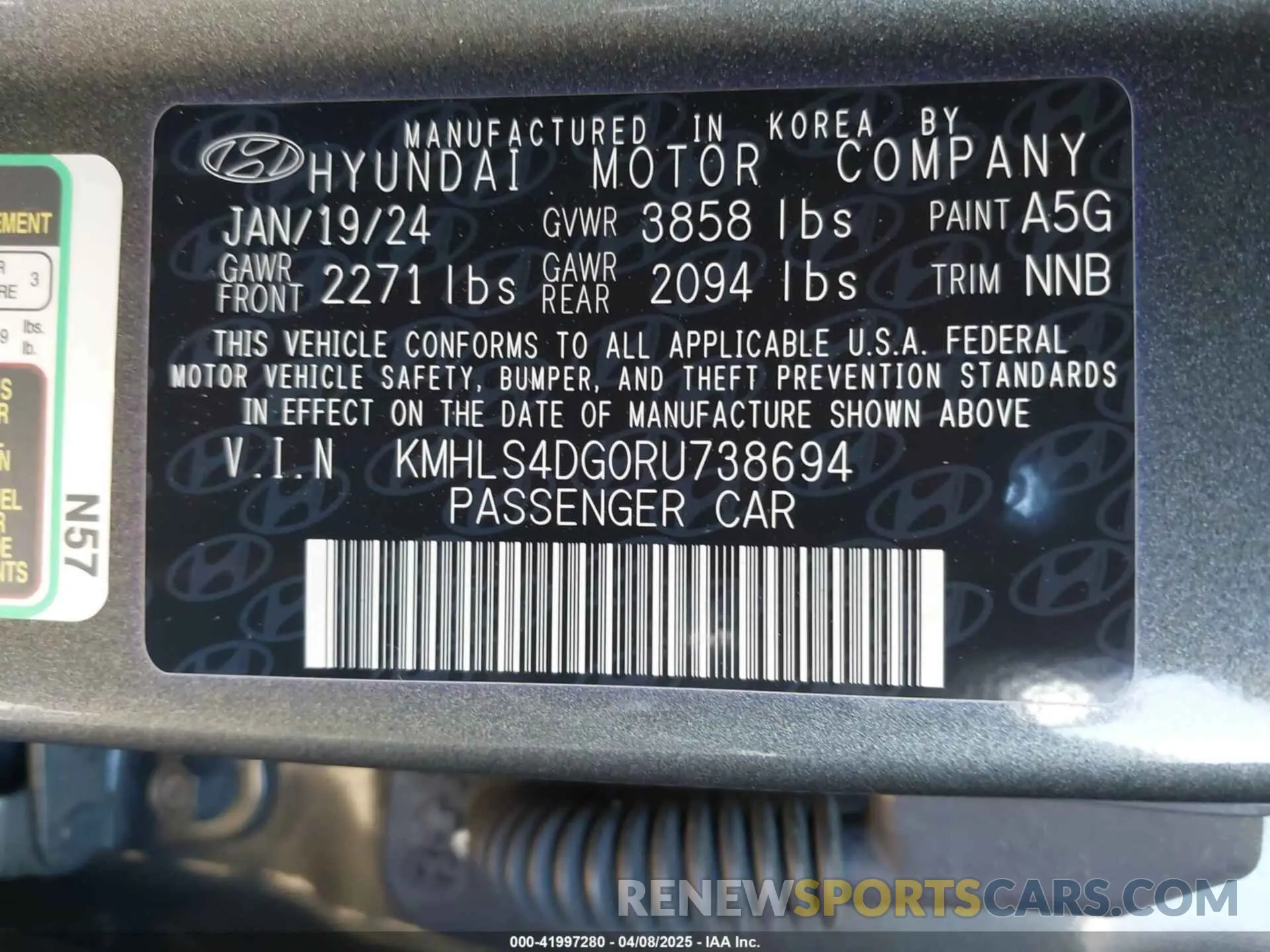 9 Photograph of a damaged car KMHLS4DG0RU738694 HYUNDAI ELANTRA 2024