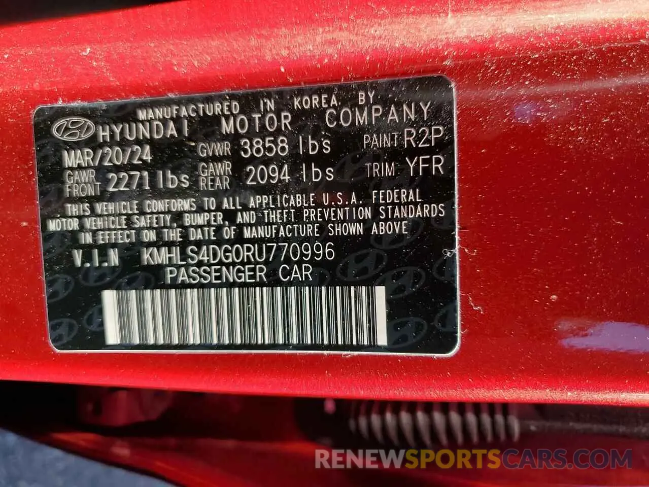 13 Photograph of a damaged car KMHLS4DG0RU770996 HYUNDAI ELANTRA 2024