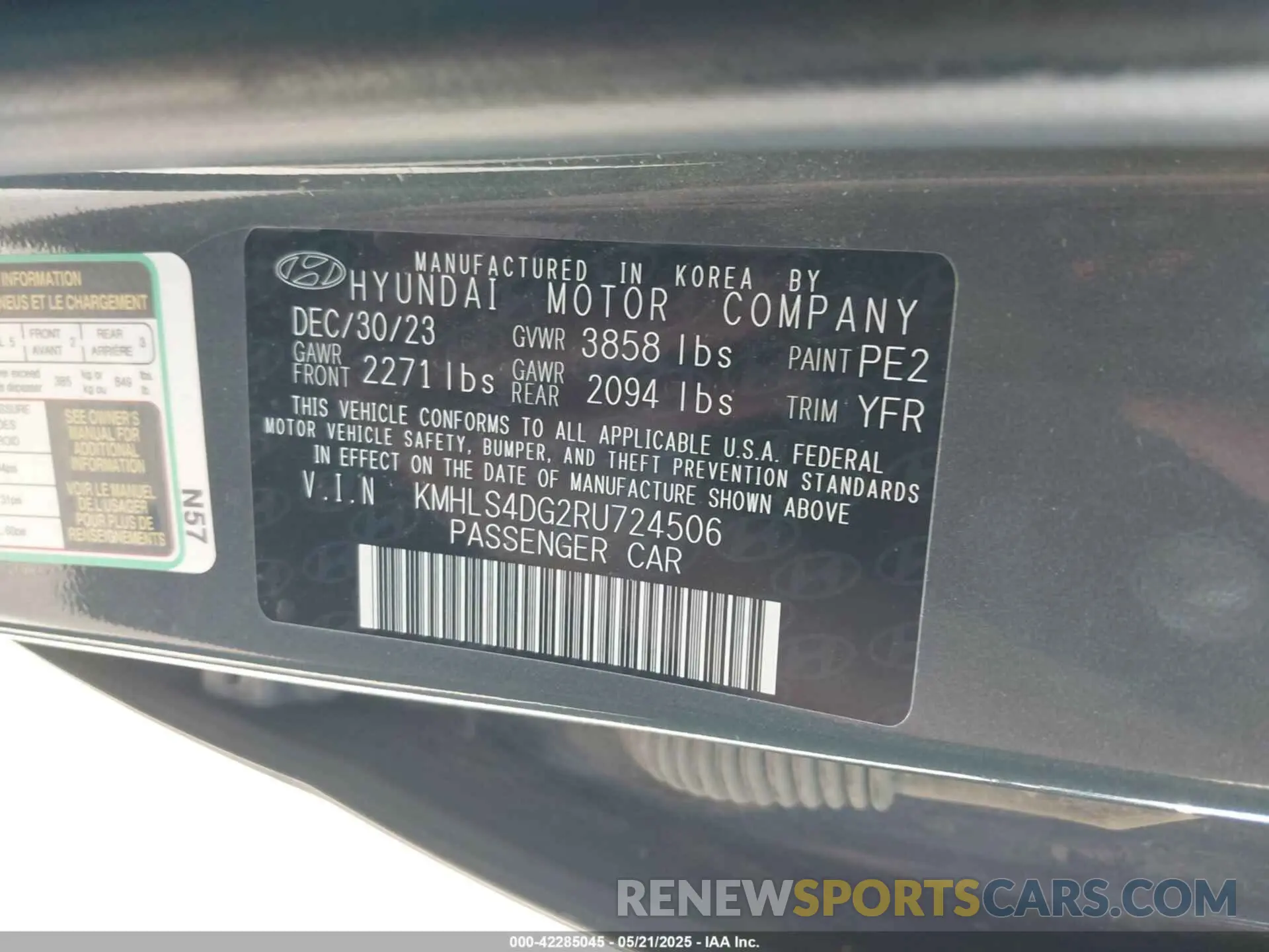 9 Photograph of a damaged car KMHLS4DG2RU724506 HYUNDAI ELANTRA 2024