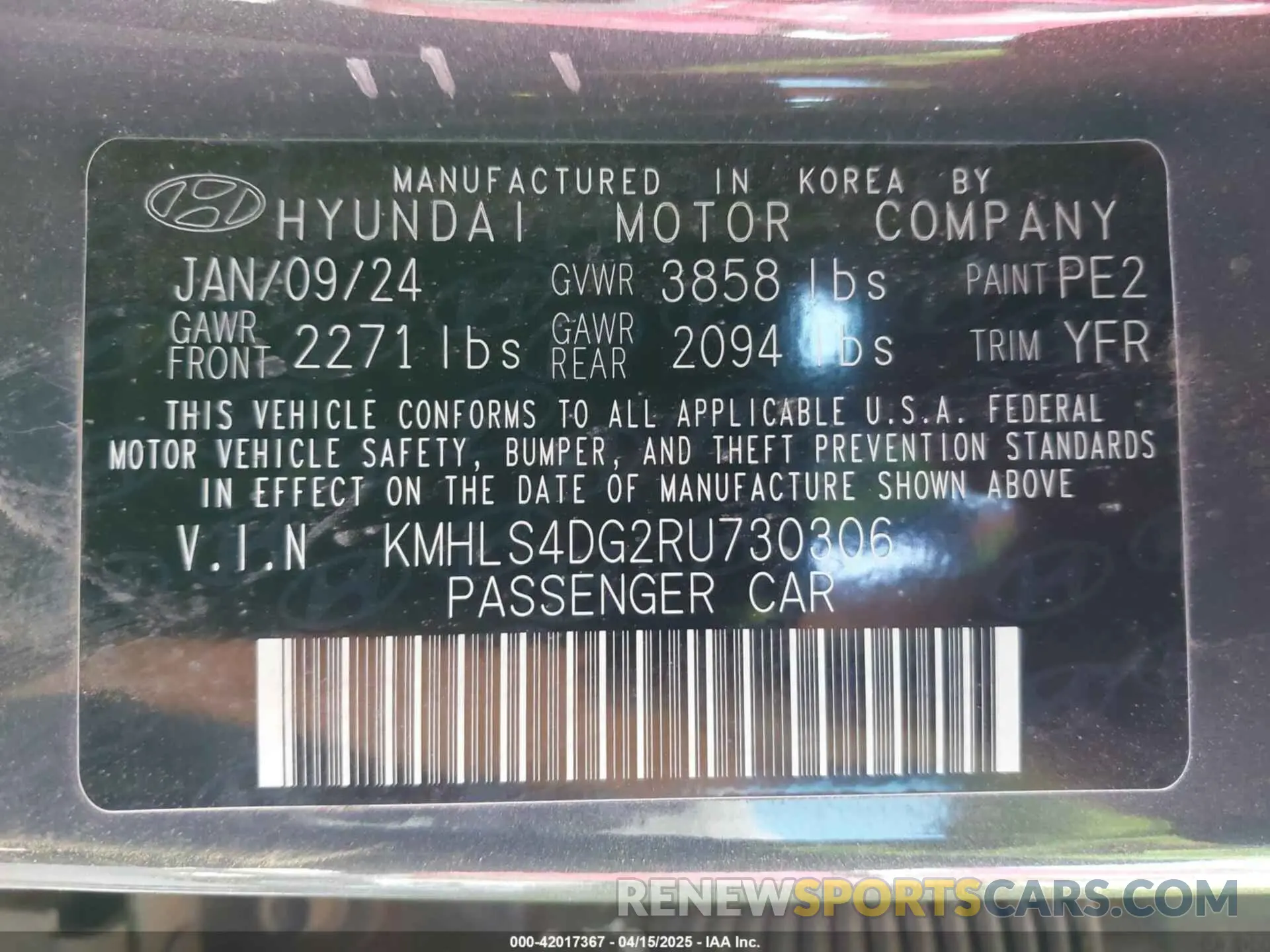 9 Photograph of a damaged car KMHLS4DG2RU730306 HYUNDAI ELANTRA 2024