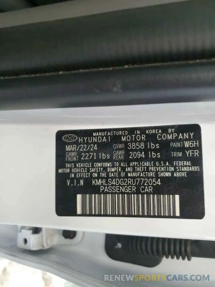 14 Photograph of a damaged car KMHLS4DG2RU772054 HYUNDAI ELANTRA 2024