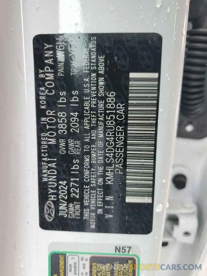 12 Photograph of a damaged car KMHLS4DG4RU851886 HYUNDAI ELANTRA 2024