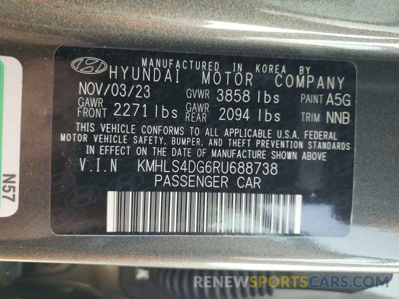 12 Photograph of a damaged car KMHLS4DG6RU688738 HYUNDAI ELANTRA 2024