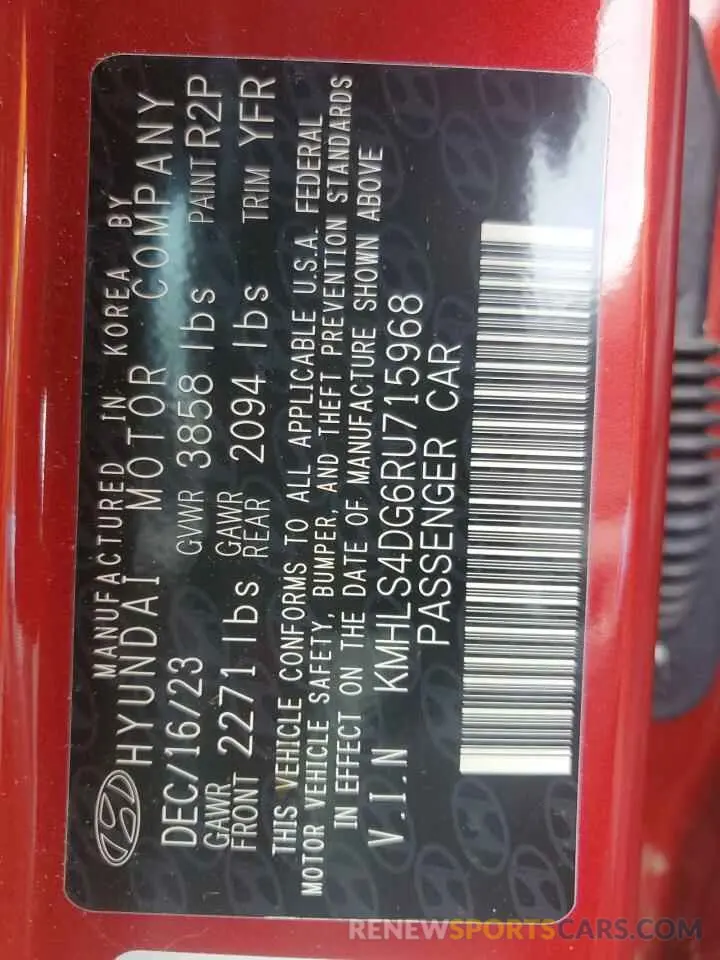13 Photograph of a damaged car KMHLS4DG6RU715968 HYUNDAI ELANTRA 2024