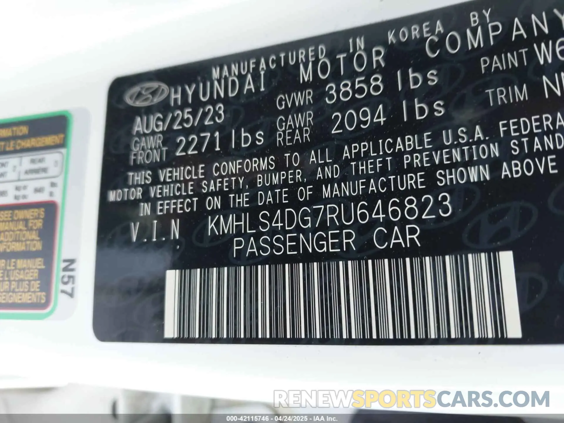 9 Photograph of a damaged car KMHLS4DG7RU646823 HYUNDAI ELANTRA 2024