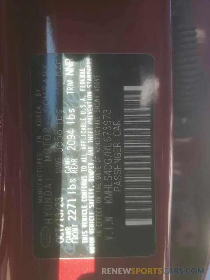 12 Photograph of a damaged car KMHLS4DG7RU673973 HYUNDAI ELANTRA 2024