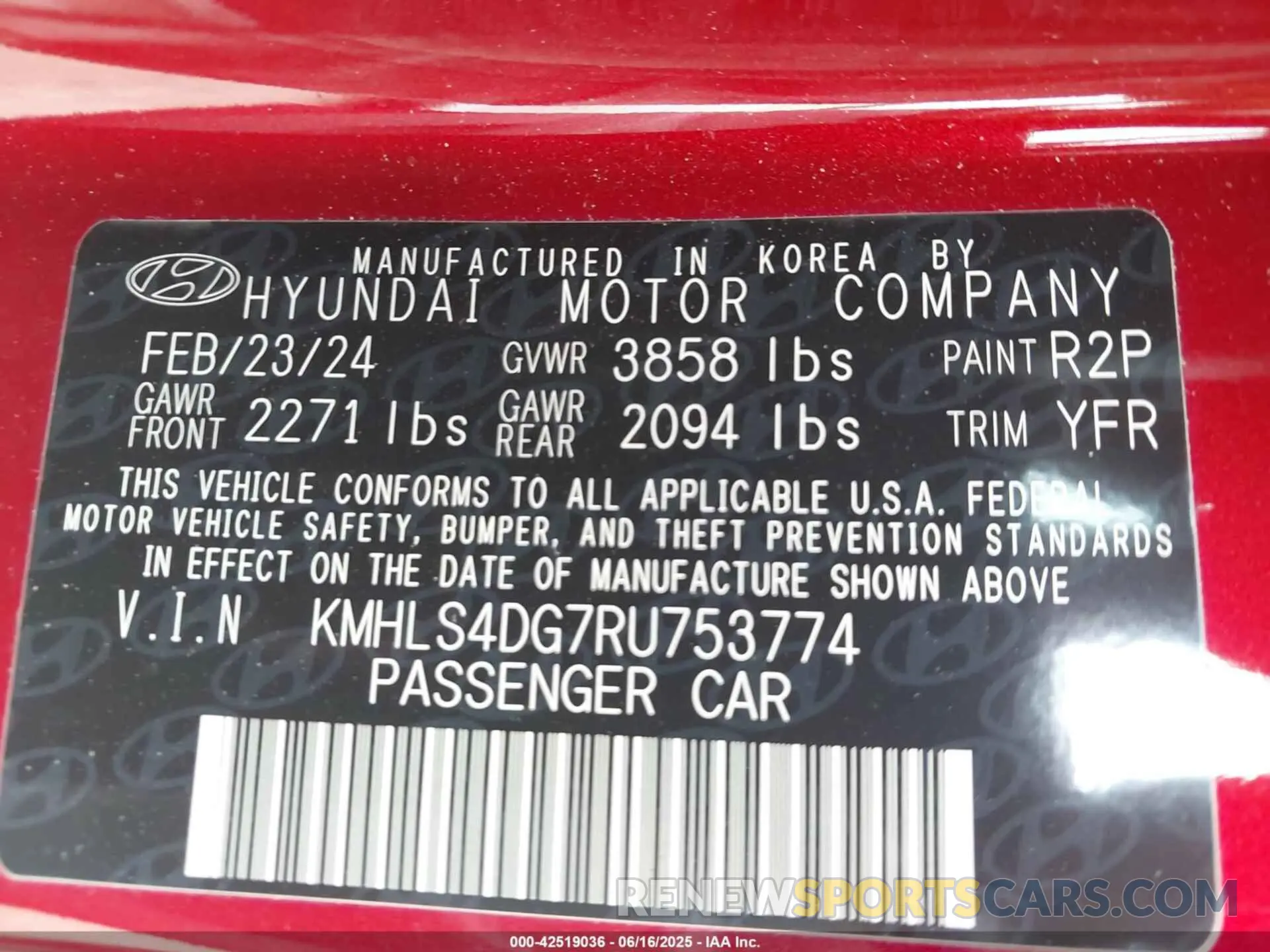9 Photograph of a damaged car KMHLS4DG7RU753774 HYUNDAI ELANTRA 2024