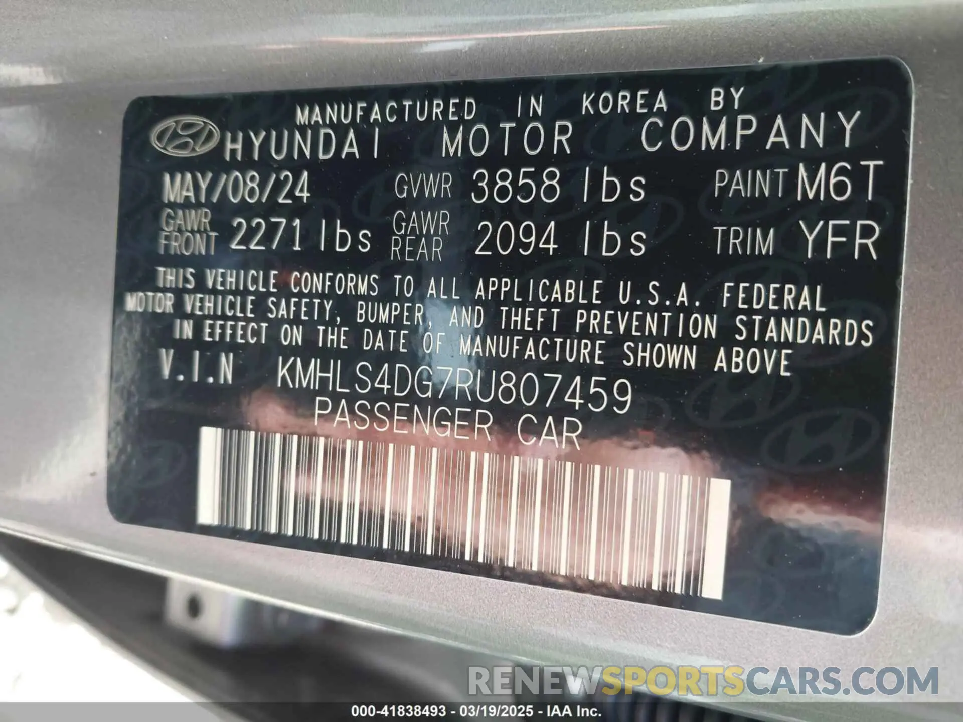 9 Photograph of a damaged car KMHLS4DG7RU807459 HYUNDAI ELANTRA 2024