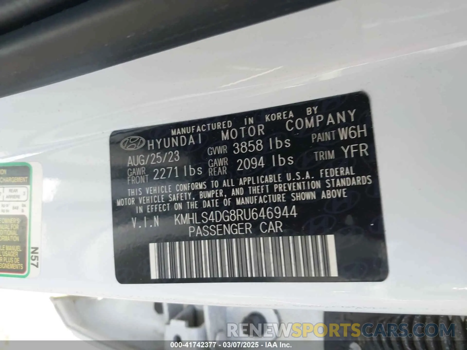 9 Photograph of a damaged car KMHLS4DG8RU646944 HYUNDAI ELANTRA 2024