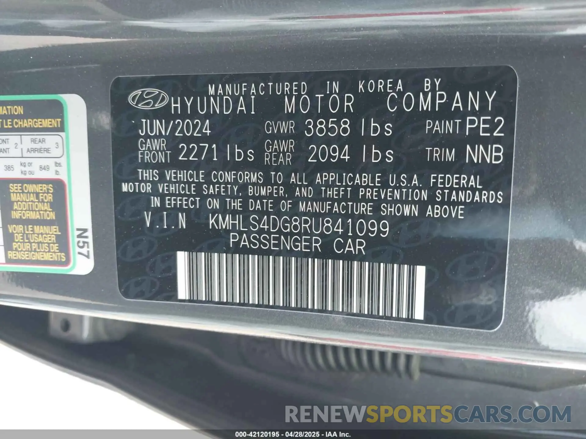 9 Photograph of a damaged car KMHLS4DG8RU841099 HYUNDAI ELANTRA 2024