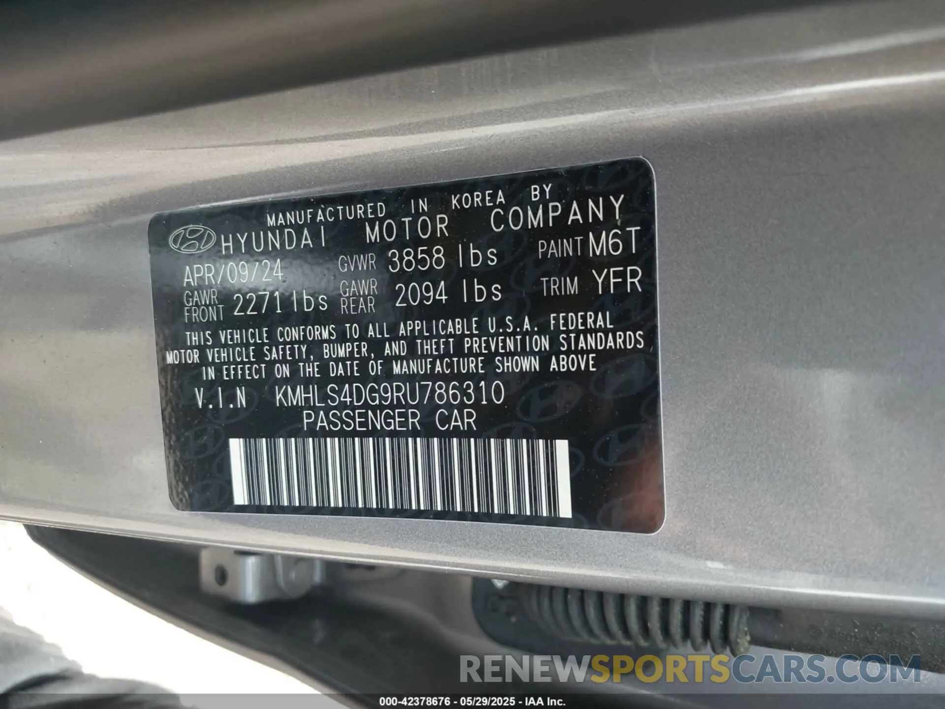 9 Photograph of a damaged car KMHLS4DG9RU786310 HYUNDAI ELANTRA 2024