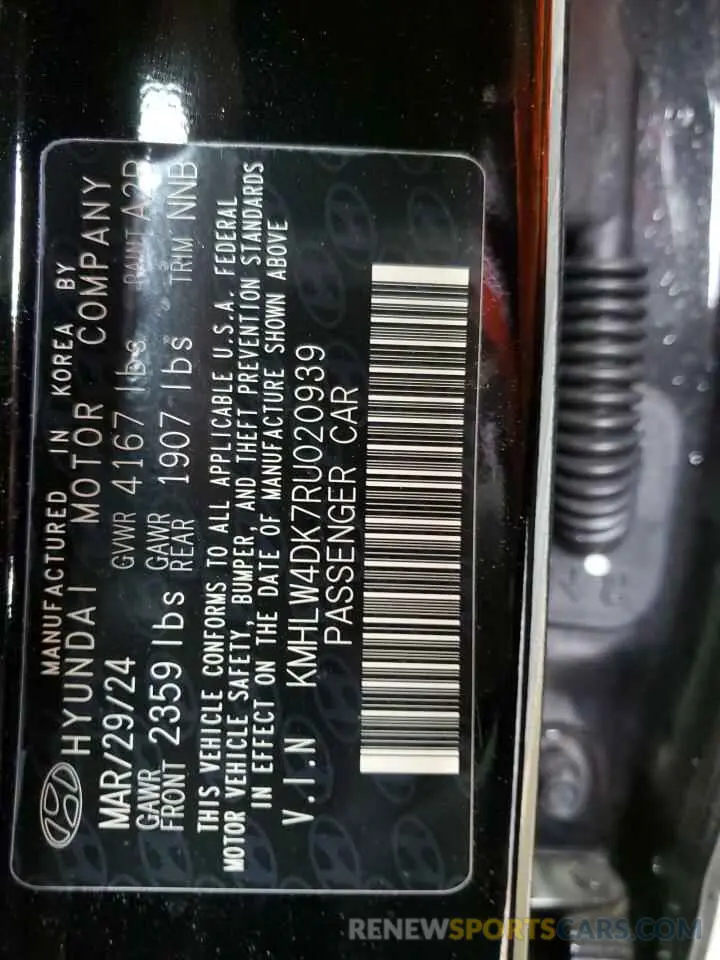 13 Photograph of a damaged car KMHLW4DK7RU020939 HYUNDAI ELANTRA 2024