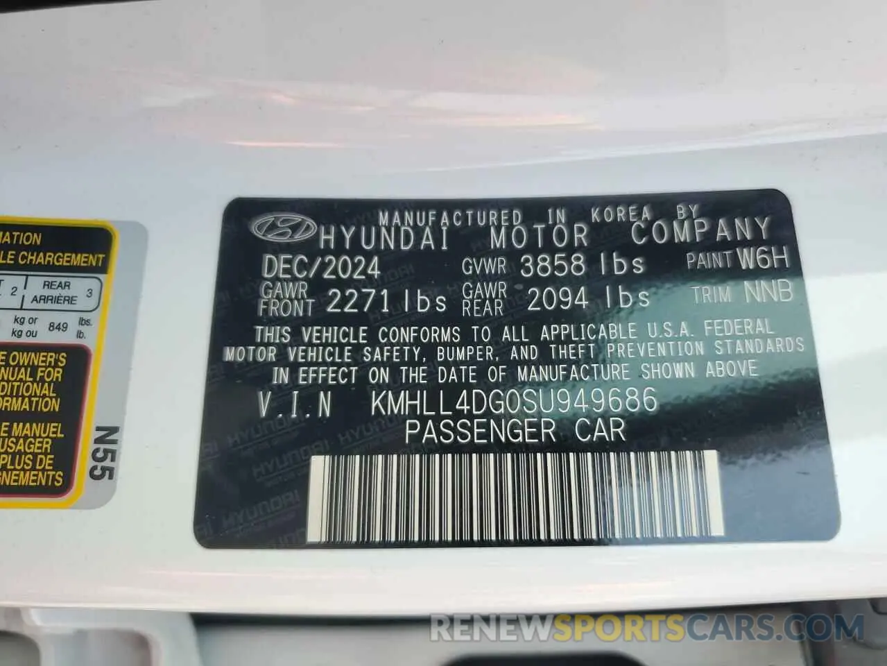 12 Photograph of a damaged car KMHLL4DG0SU949686 HYUNDAI ELANTRA 2025