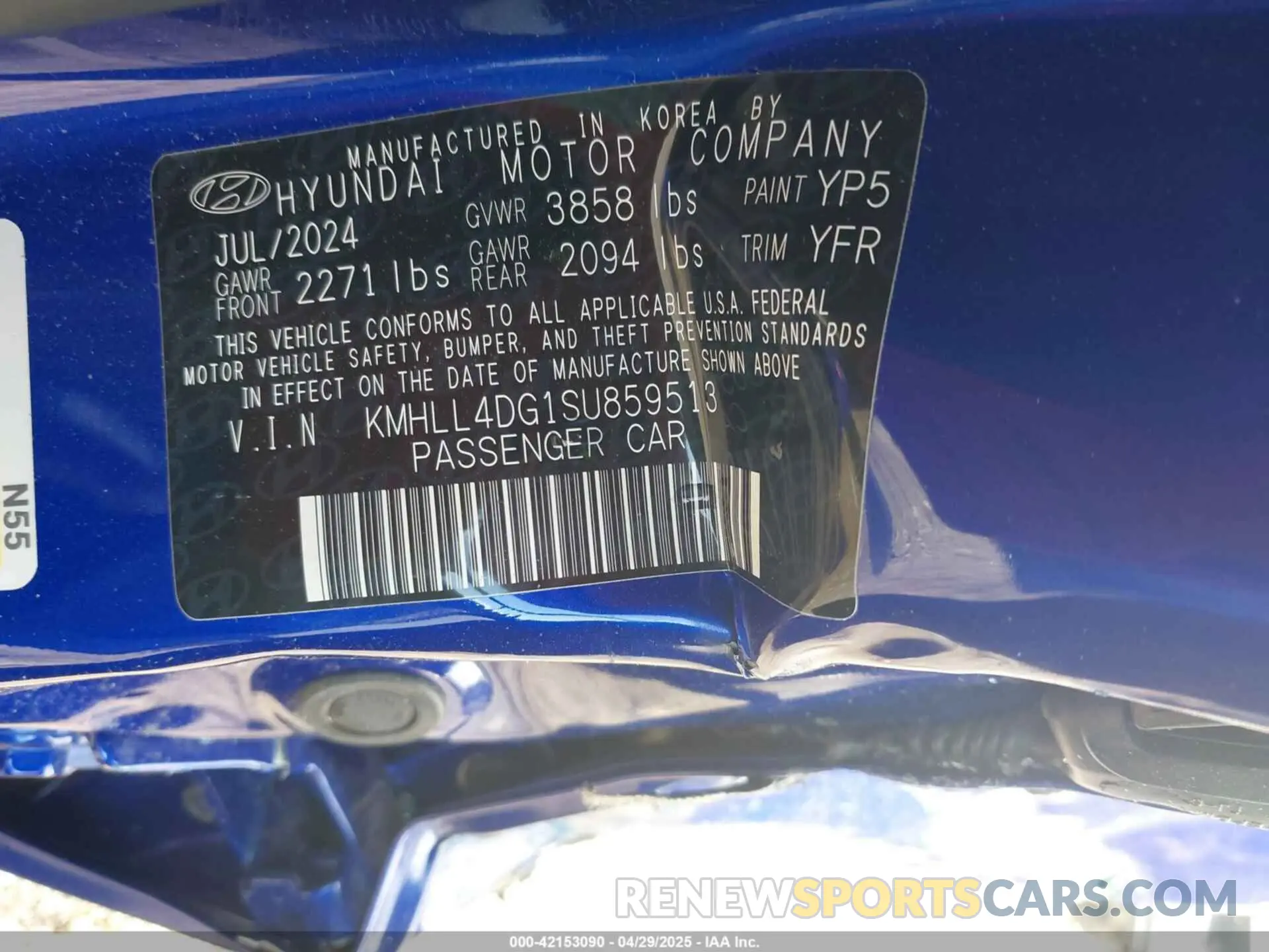 9 Photograph of a damaged car KMHLL4DG1SU859513 HYUNDAI ELANTRA 2025