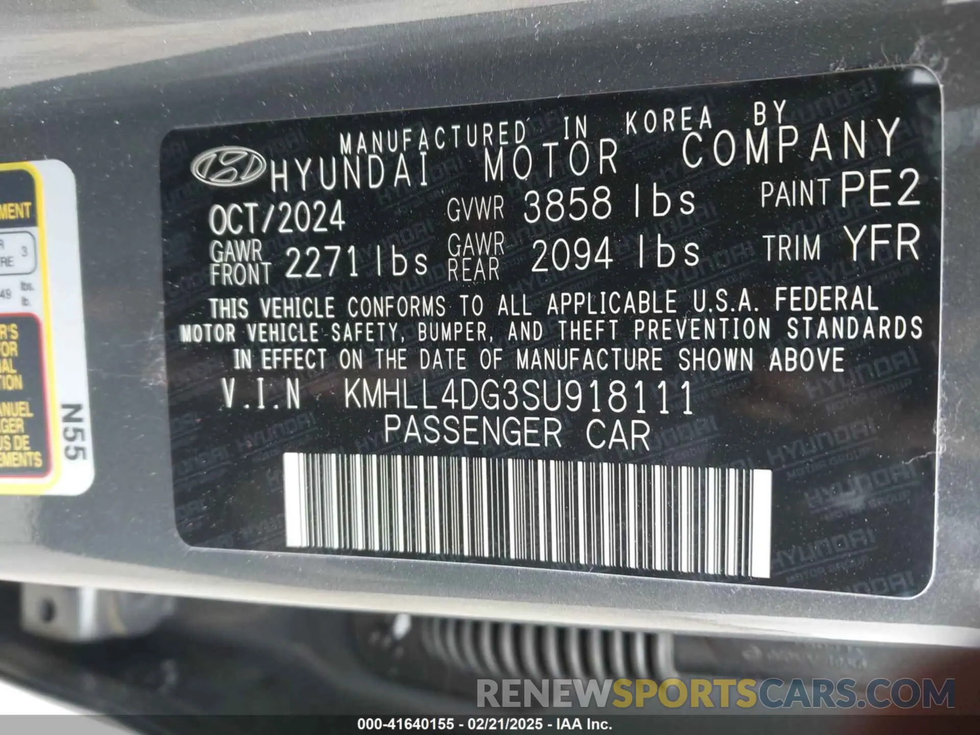 9 Photograph of a damaged car KMHLL4DG3SU918111 HYUNDAI ELANTRA 2025
