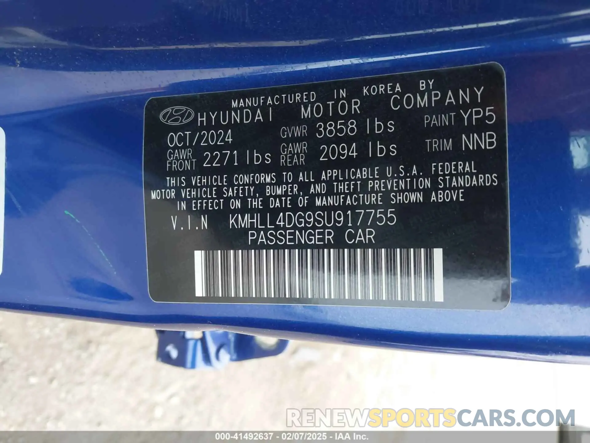 9 Photograph of a damaged car KMHLL4DG9SU917755 HYUNDAI ELANTRA 2025