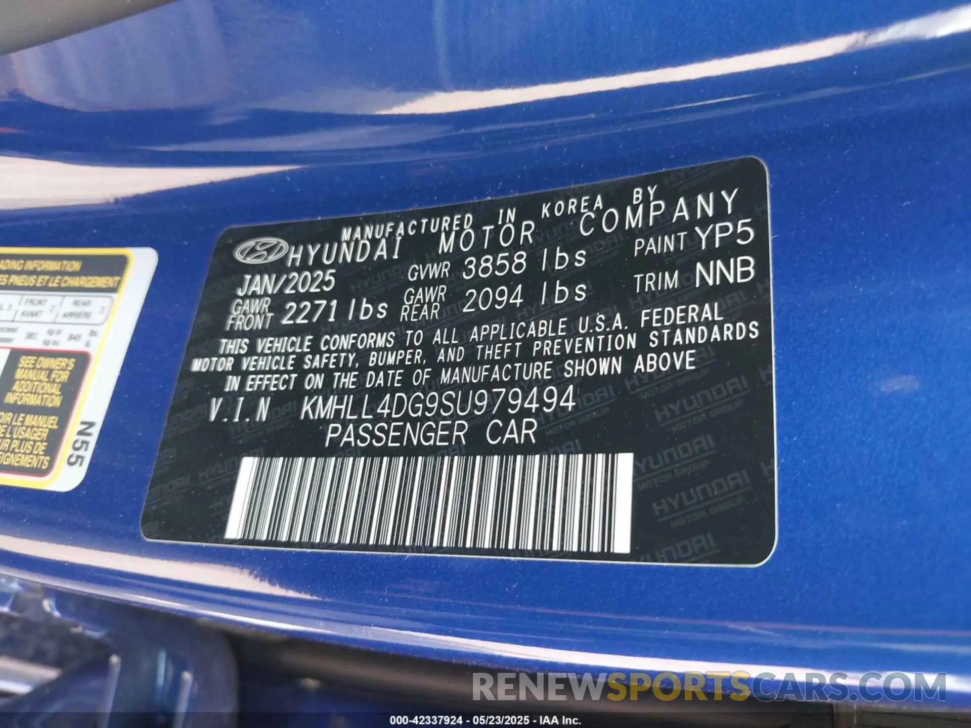 9 Photograph of a damaged car KMHLL4DG9SU979494 HYUNDAI ELANTRA 2025
