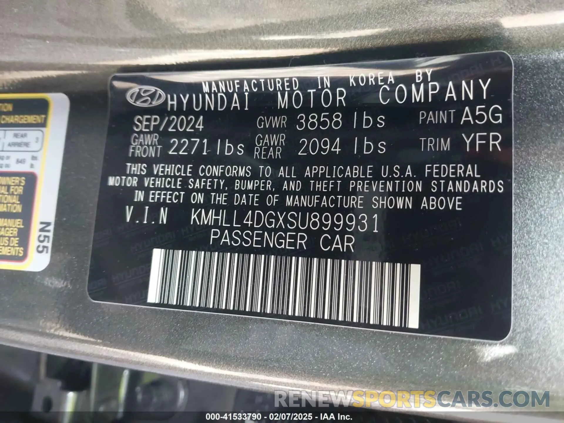 9 Photograph of a damaged car KMHLL4DGXSU899931 HYUNDAI ELANTRA 2025