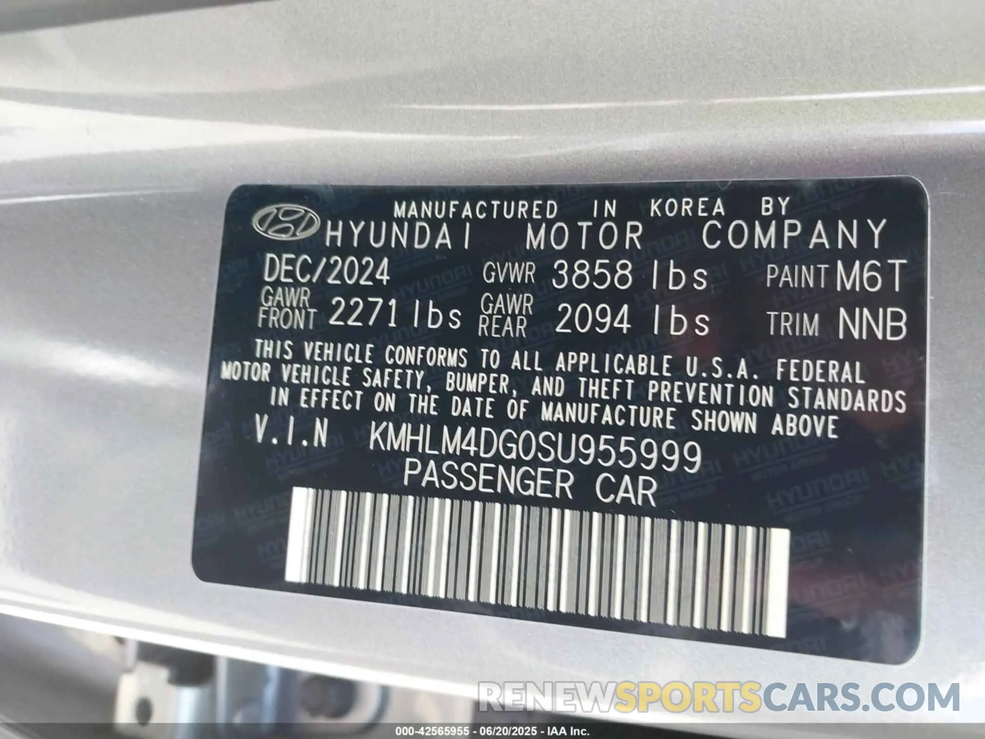 9 Photograph of a damaged car KMHLM4DG0SU955999 HYUNDAI ELANTRA 2025