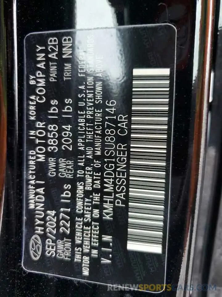 12 Photograph of a damaged car KMHLM4DG1SU887146 HYUNDAI ELANTRA 2025