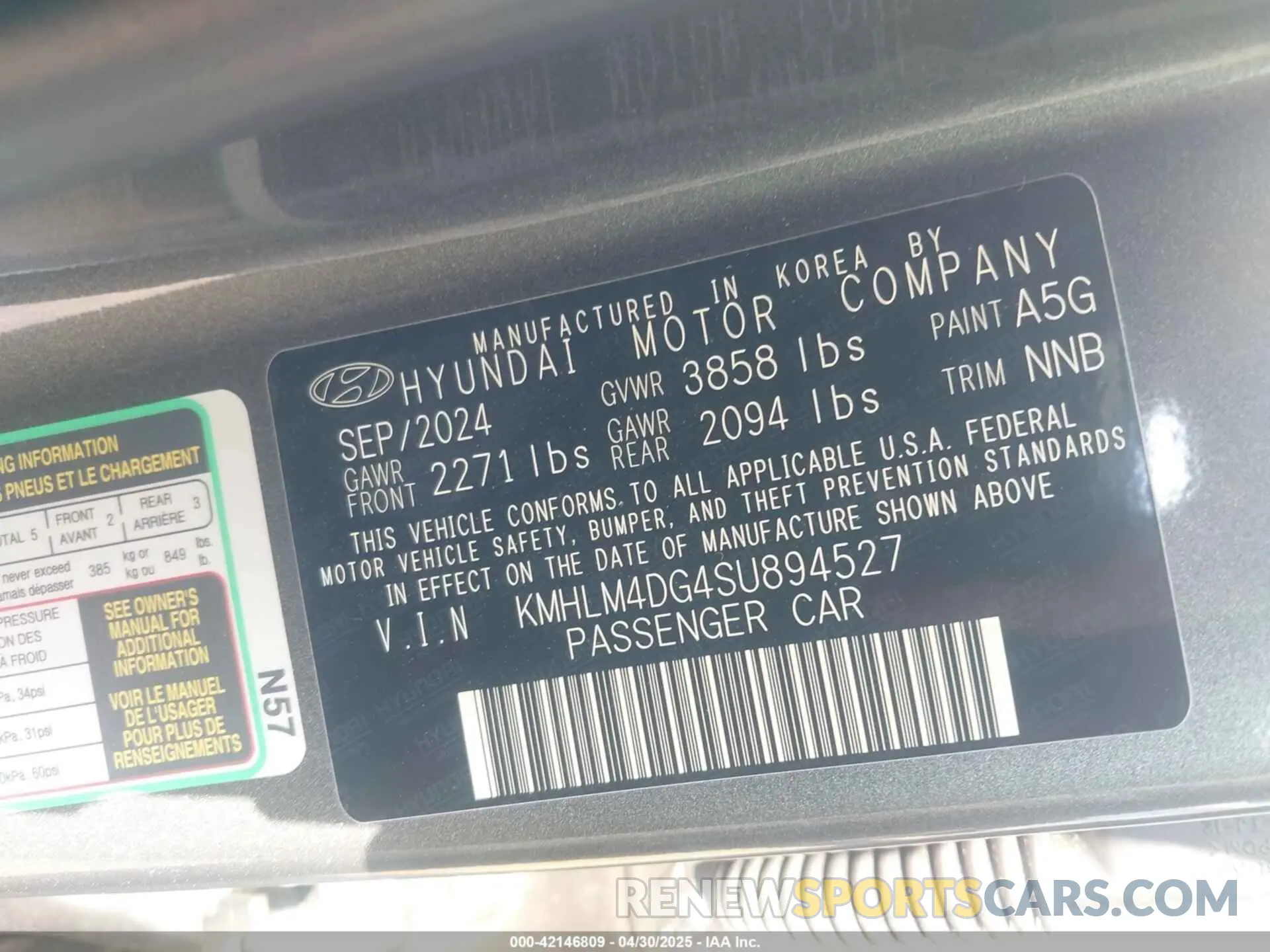 9 Photograph of a damaged car KMHLM4DG4SU894527 HYUNDAI ELANTRA 2025
