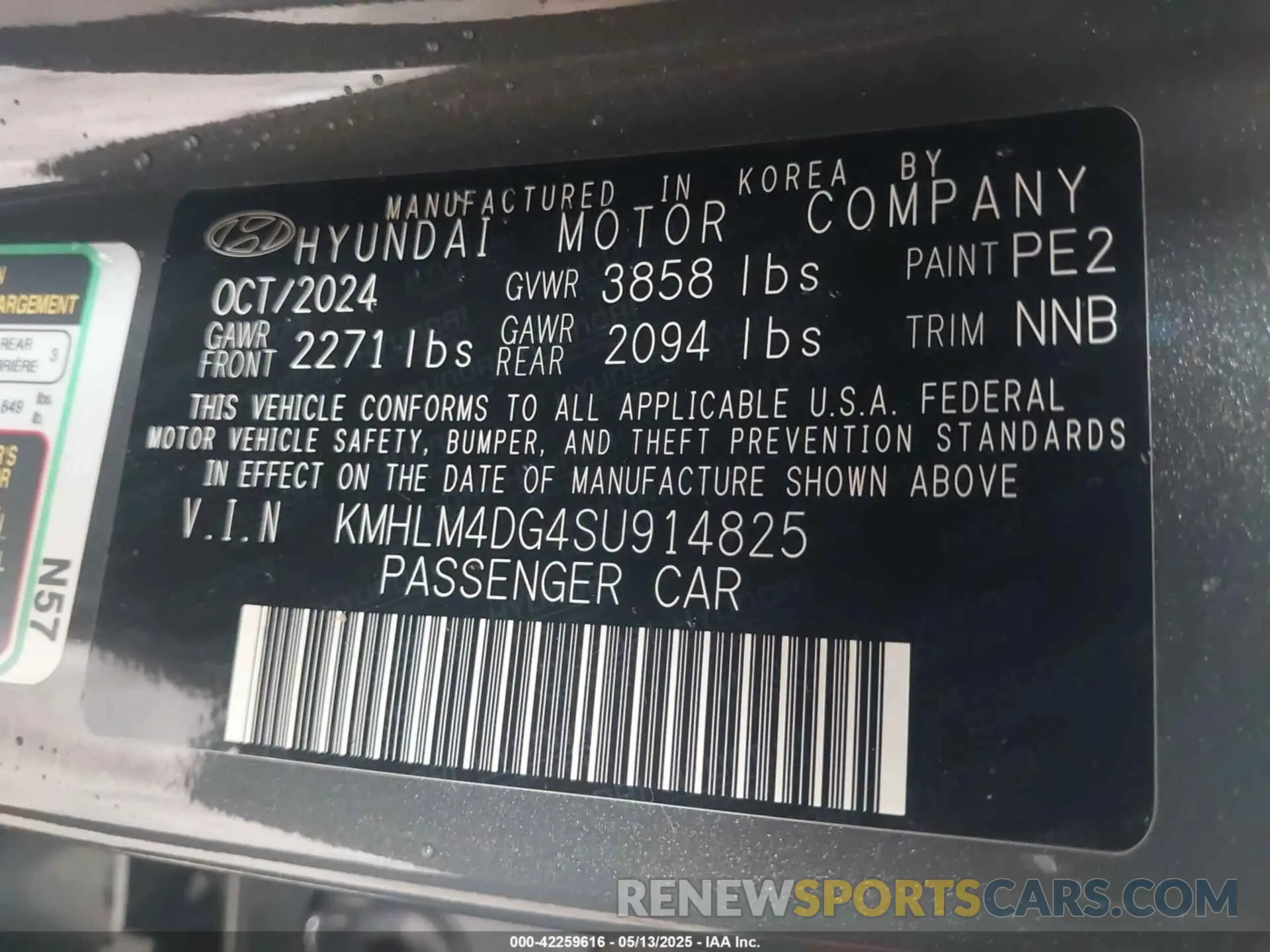 9 Photograph of a damaged car KMHLM4DG4SU914825 HYUNDAI ELANTRA 2025