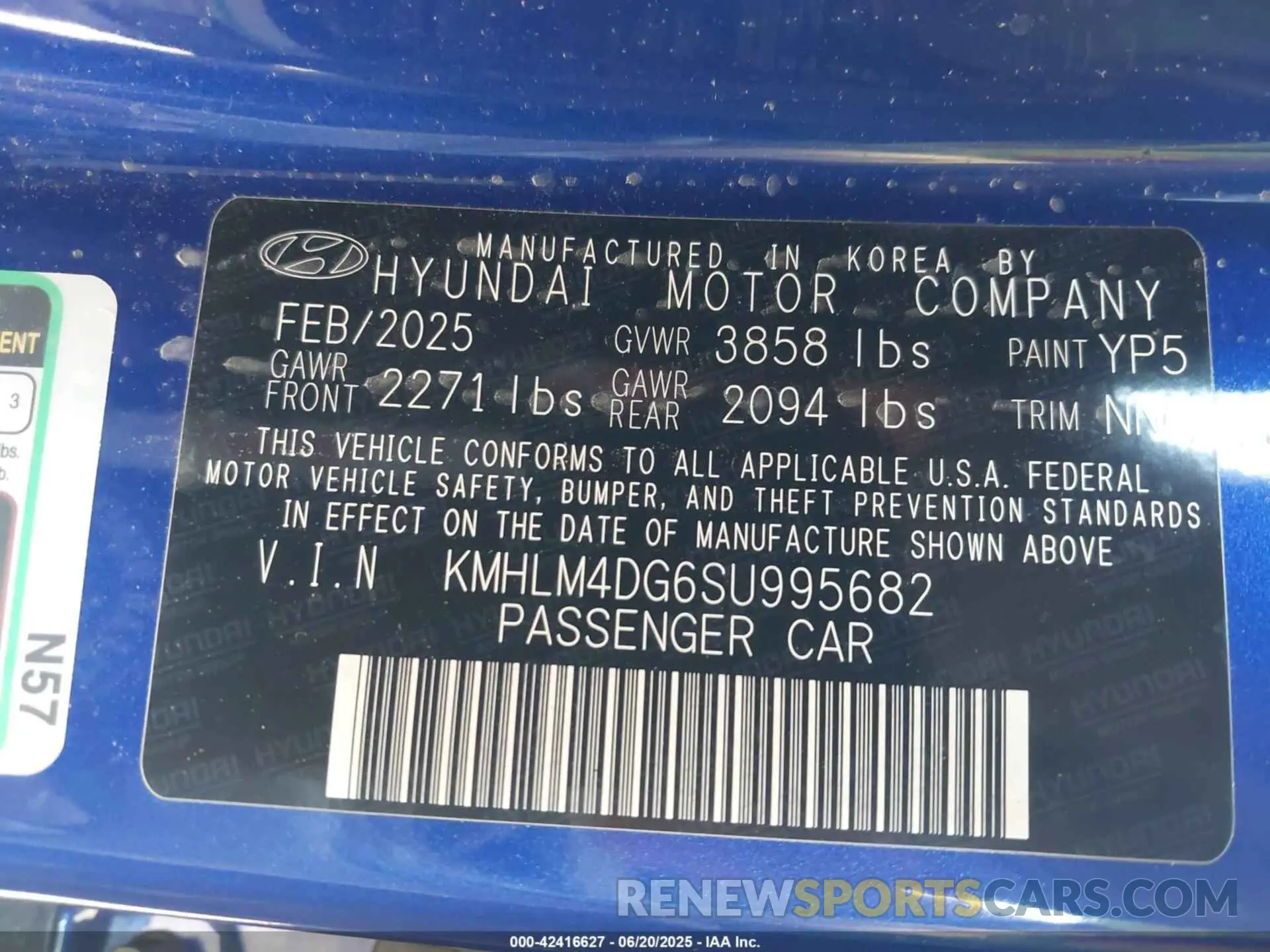 9 Photograph of a damaged car KMHLM4DG6SU995682 HYUNDAI ELANTRA 2025