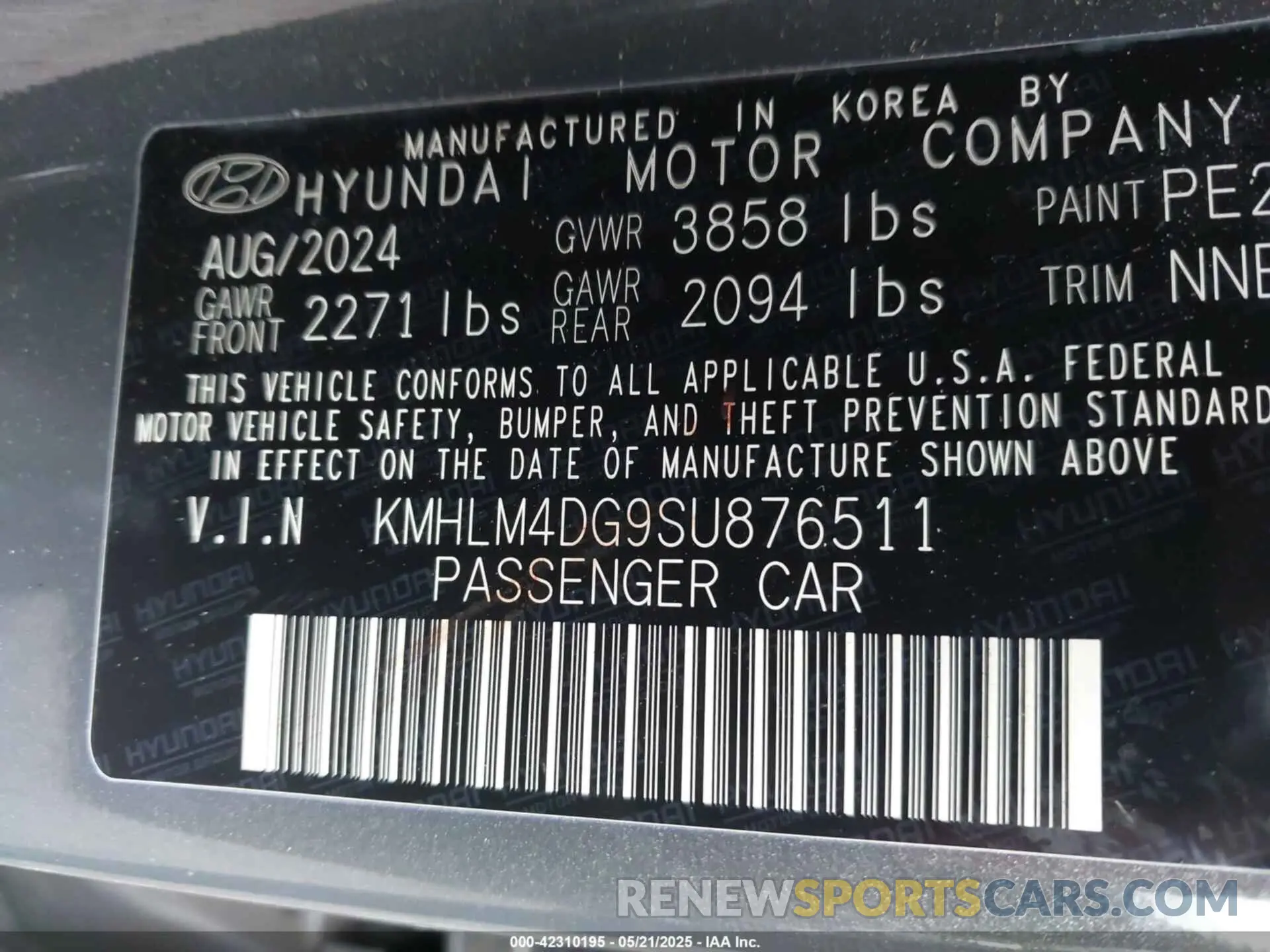 9 Photograph of a damaged car KMHLM4DG9SU876511 HYUNDAI ELANTRA 2025