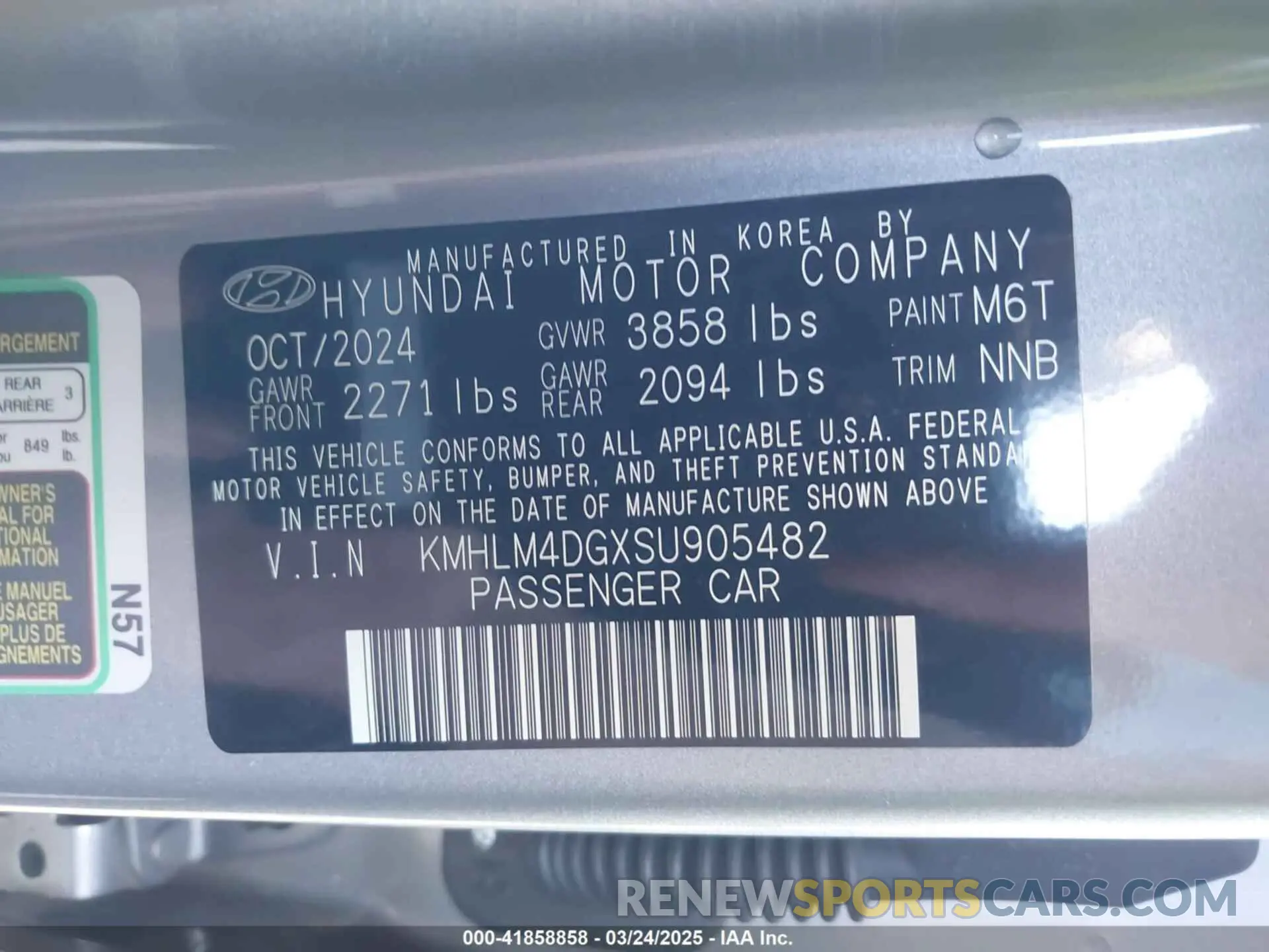9 Photograph of a damaged car KMHLM4DGXSU905482 HYUNDAI ELANTRA 2025