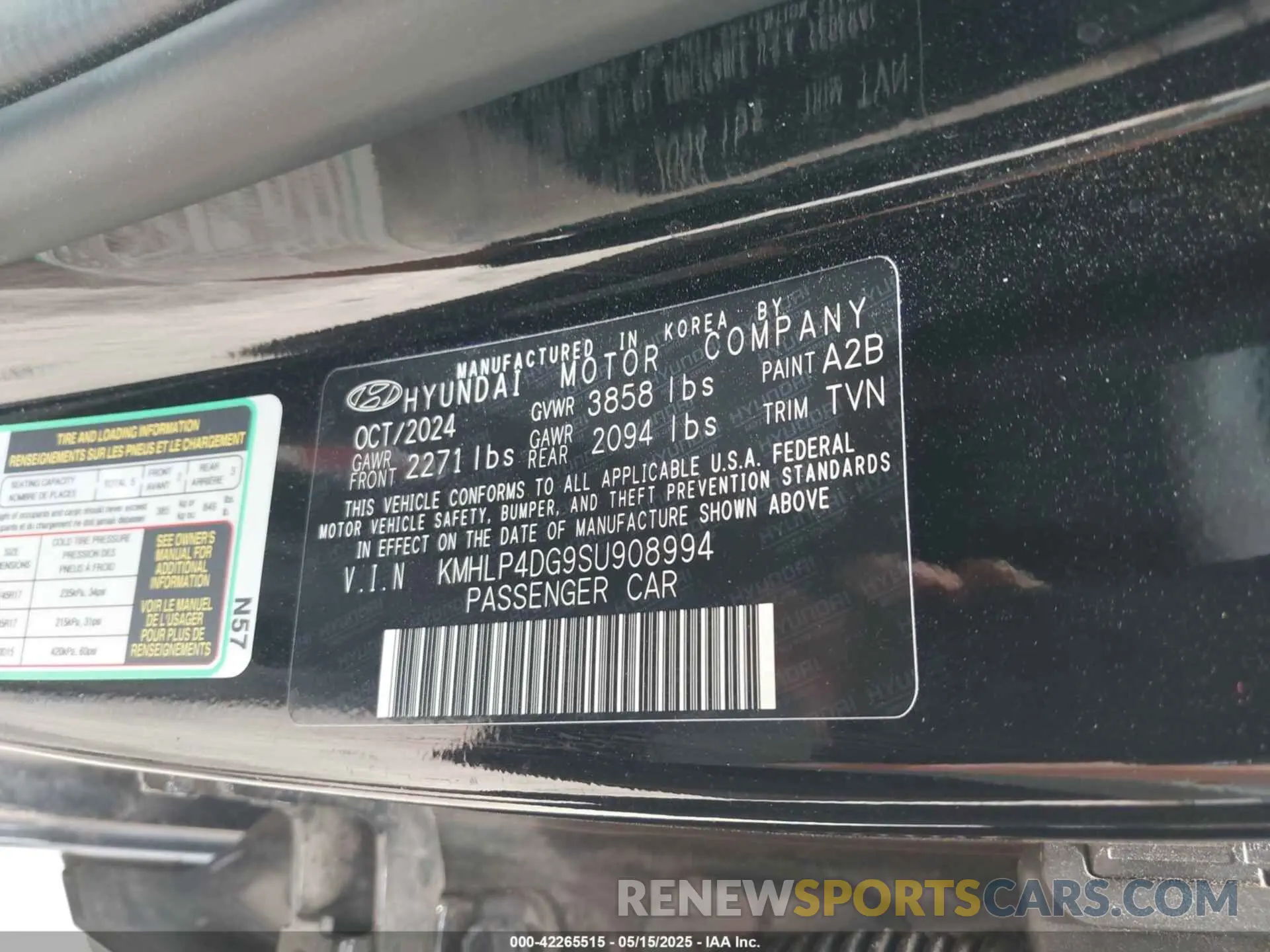 9 Photograph of a damaged car KMHLP4DG9SU908994 HYUNDAI ELANTRA 2025