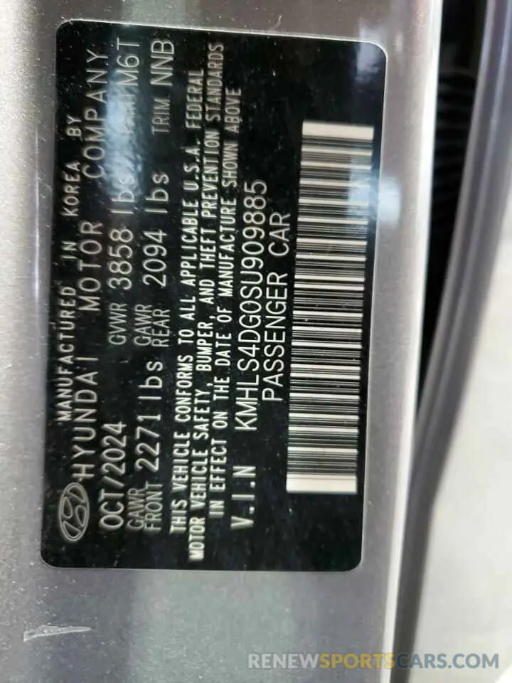 12 Photograph of a damaged car KMHLS4DG0SU909885 HYUNDAI ELANTRA 2025