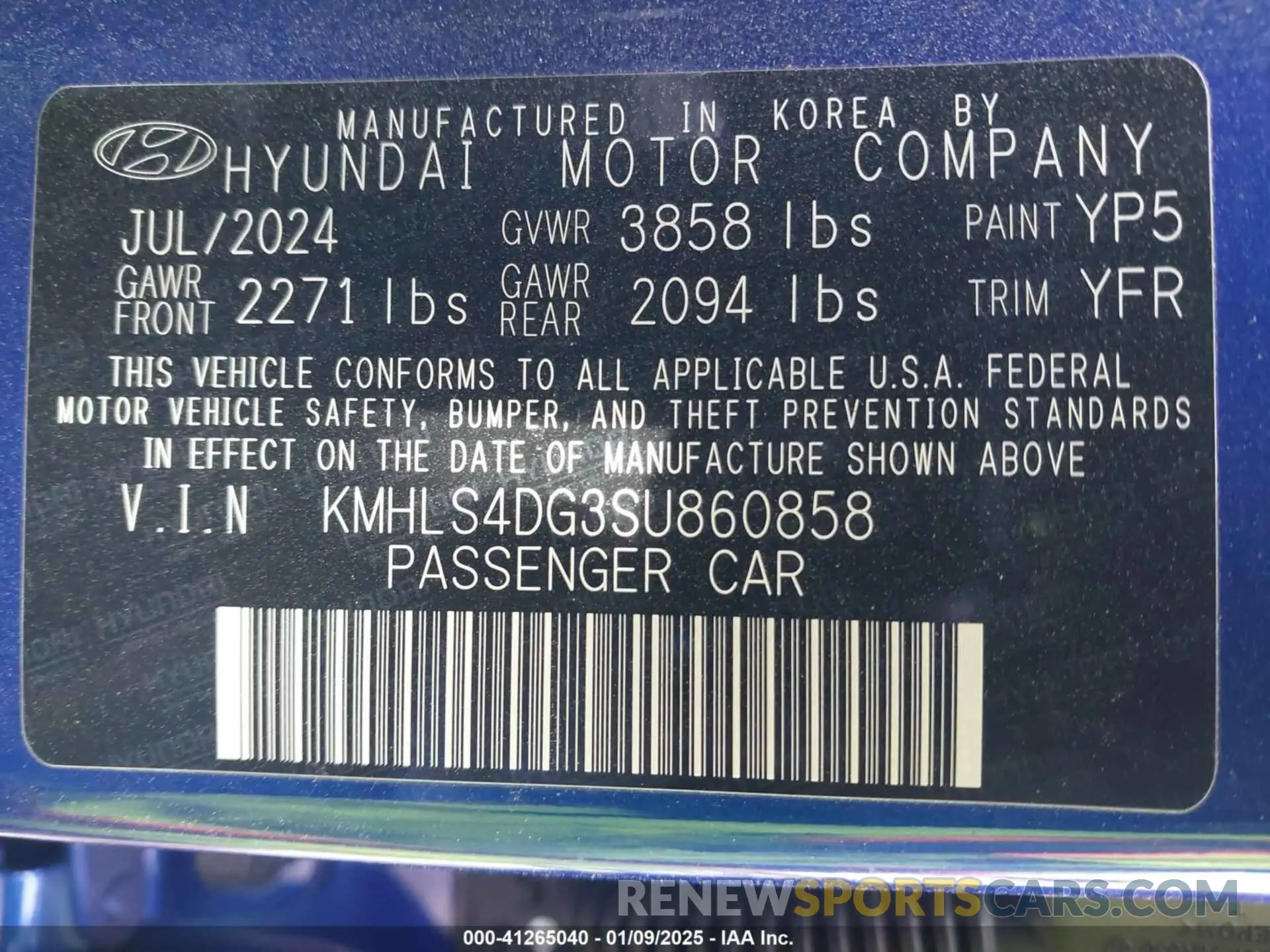 9 Photograph of a damaged car KMHLS4DG3SU860858 HYUNDAI ELANTRA 2025
