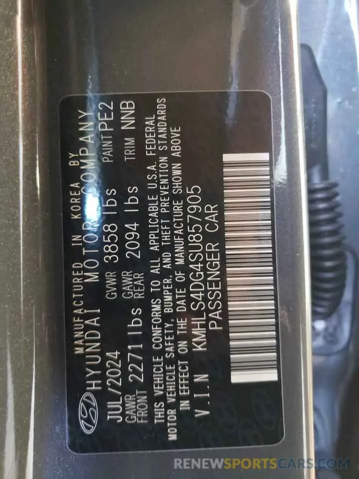12 Photograph of a damaged car KMHLS4DG4SU857905 HYUNDAI ELANTRA 2025