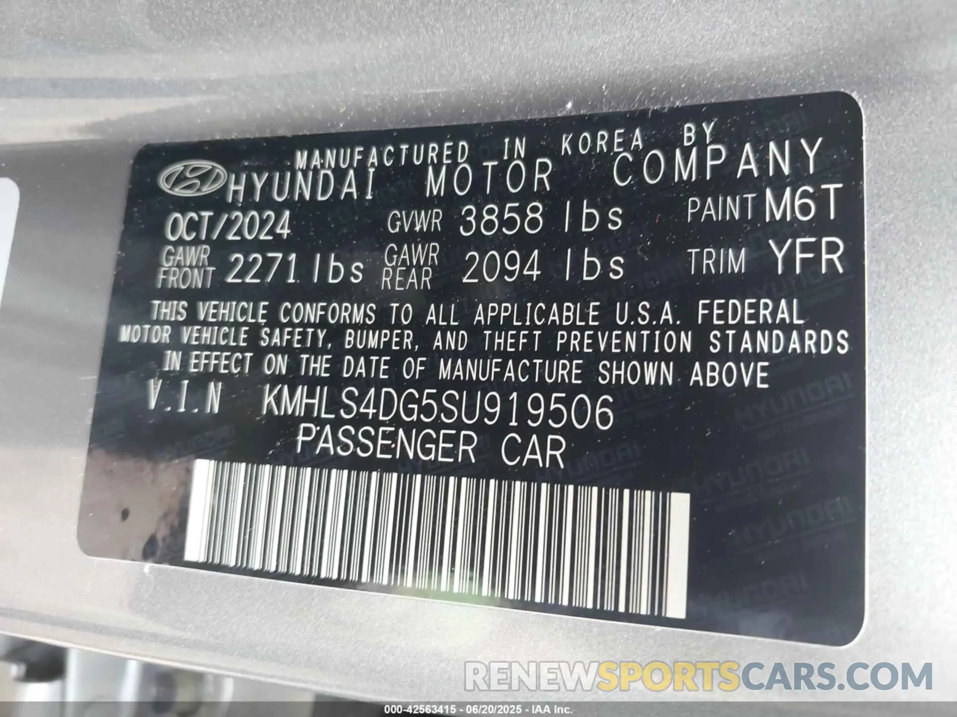 9 Photograph of a damaged car KMHLS4DG5SU919506 HYUNDAI ELANTRA 2025