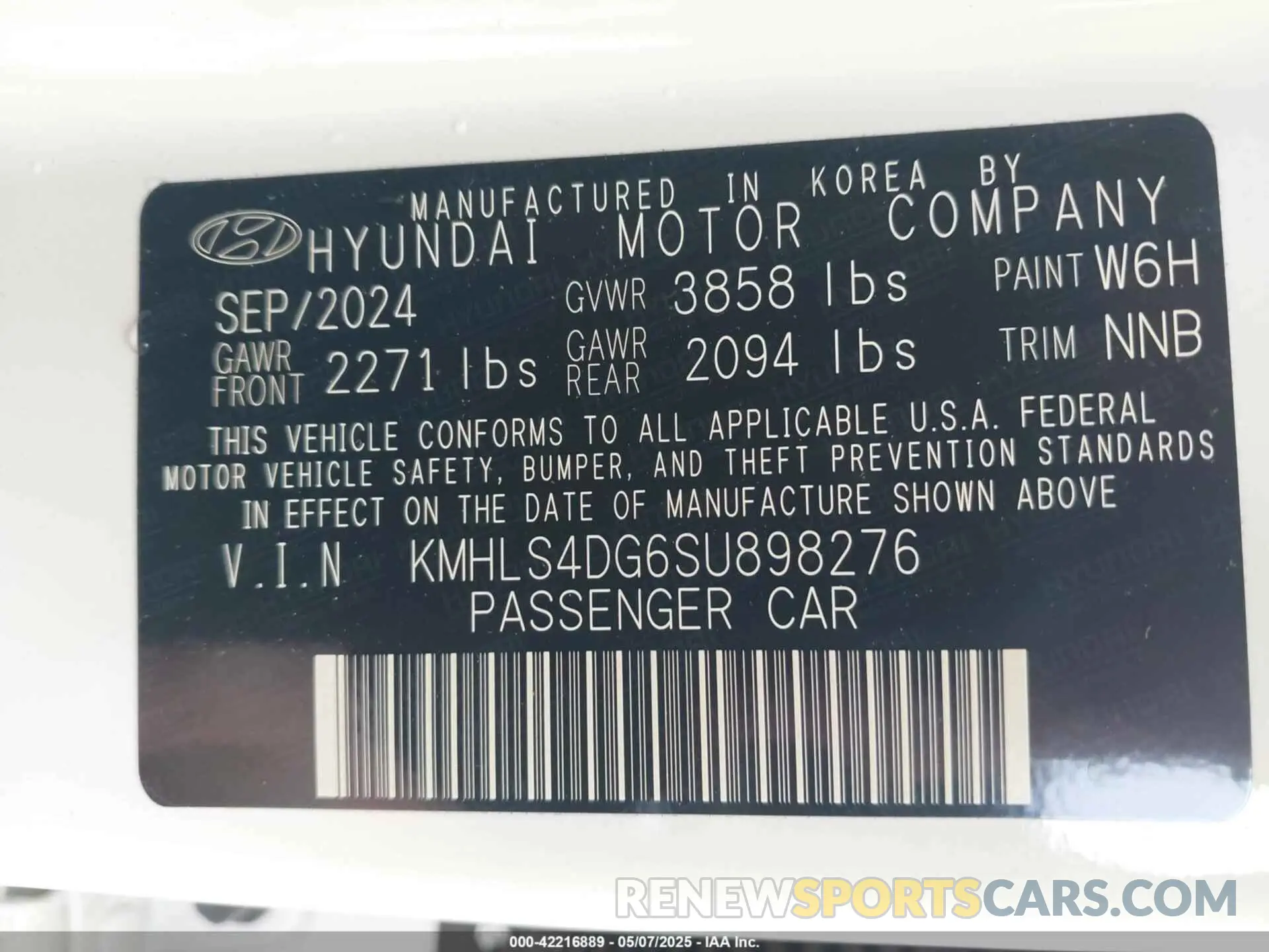 9 Photograph of a damaged car KMHLS4DG6SU898276 HYUNDAI ELANTRA 2025