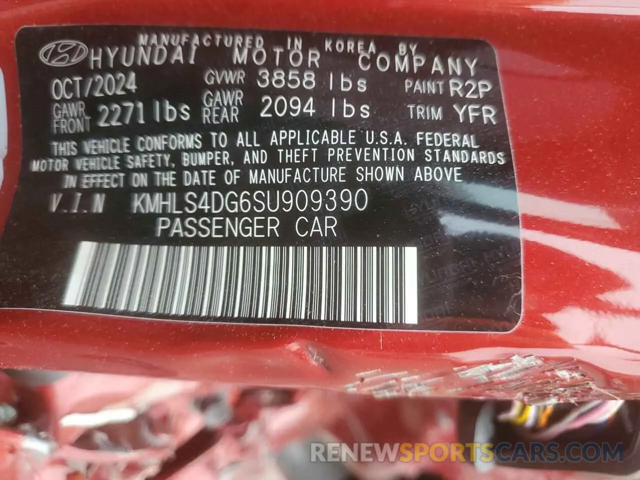 12 Photograph of a damaged car KMHLS4DG6SU909390 HYUNDAI ELANTRA 2025