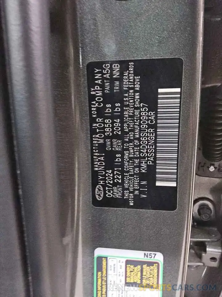 12 Photograph of a damaged car KMHLS4DG6SU909857 HYUNDAI ELANTRA 2025