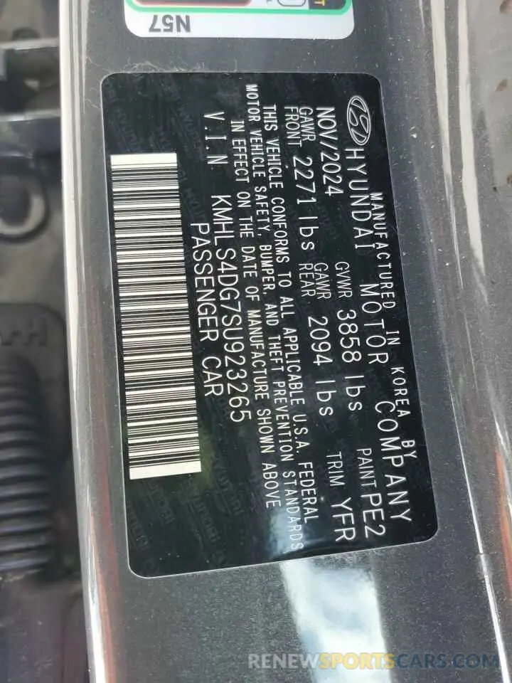 12 Photograph of a damaged car KMHLS4DG7SU923265 HYUNDAI ELANTRA 2025