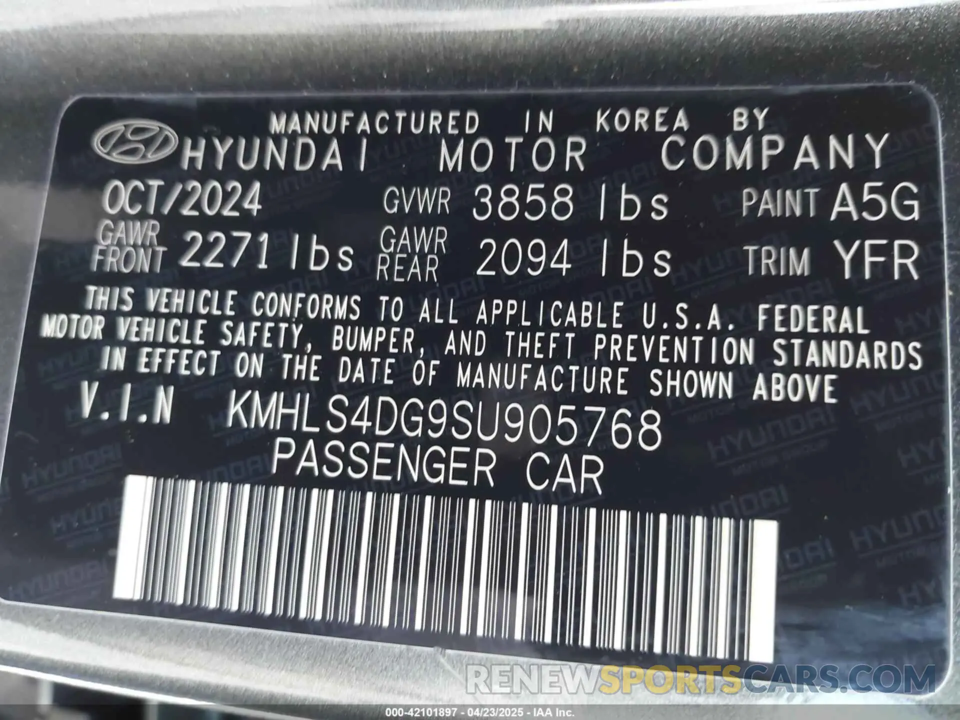 9 Photograph of a damaged car KMHLS4DG9SU905768 HYUNDAI ELANTRA 2025