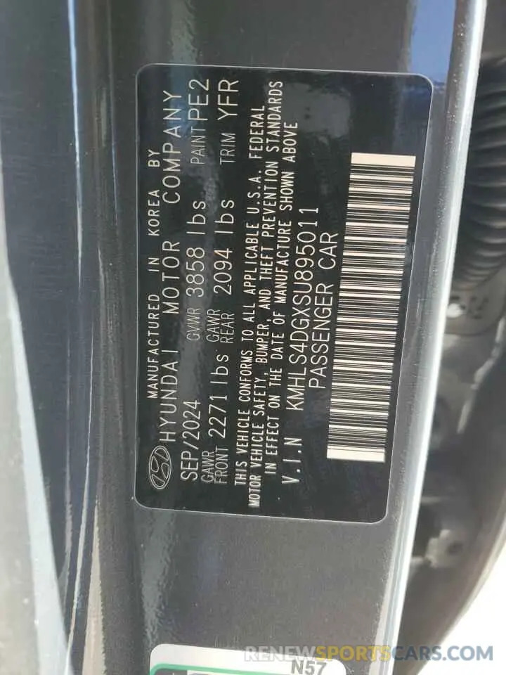 12 Photograph of a damaged car KMHLS4DGXSU895011 HYUNDAI ELANTRA 2025