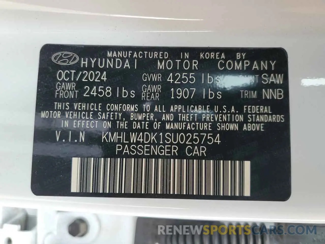 14 Photograph of a damaged car KMHLW4DK1SU025754 HYUNDAI ELANTRA 2025